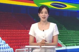 記得她嗎？韓國美女主持2014場邊一笑成名，今日正主持世界杯節(jié)目配圖