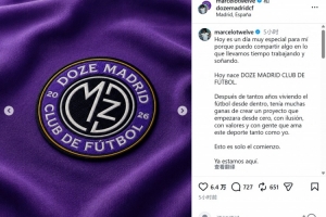 馬塞洛宣布成立足球俱樂部Doze Madrid，隊名致敬在皇馬球衣號碼配圖