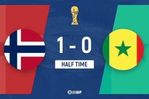 半場(chǎng)-挪威暫1-0塞內(nèi)加爾 厄德高兩失良機(jī)哈蘭德中柱 彼得森破門(mén)配圖